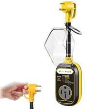 30 Amp to 50 Amp RV Adapter with Surge Protector, Waterproof 30M/50F Yellow