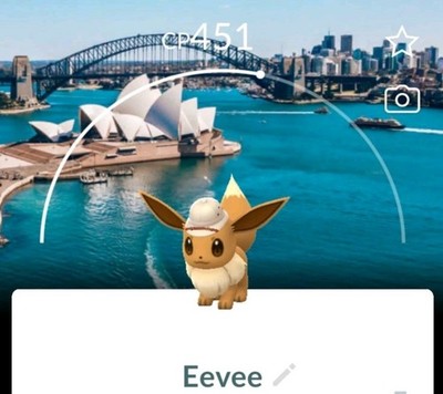 Pokemon Go/Eevee mit Sydney-Australien Hintergrund/Safari Event 2025 Exclusive