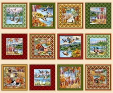 Autumn Lake Block Panel  - by Michael Miller 36 x 44