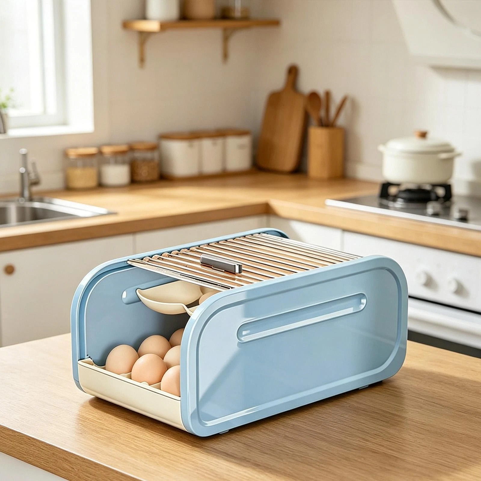 Egg Holder for Fridge Auto Rolling Space Saving Storage Pantry Egg Dispenser