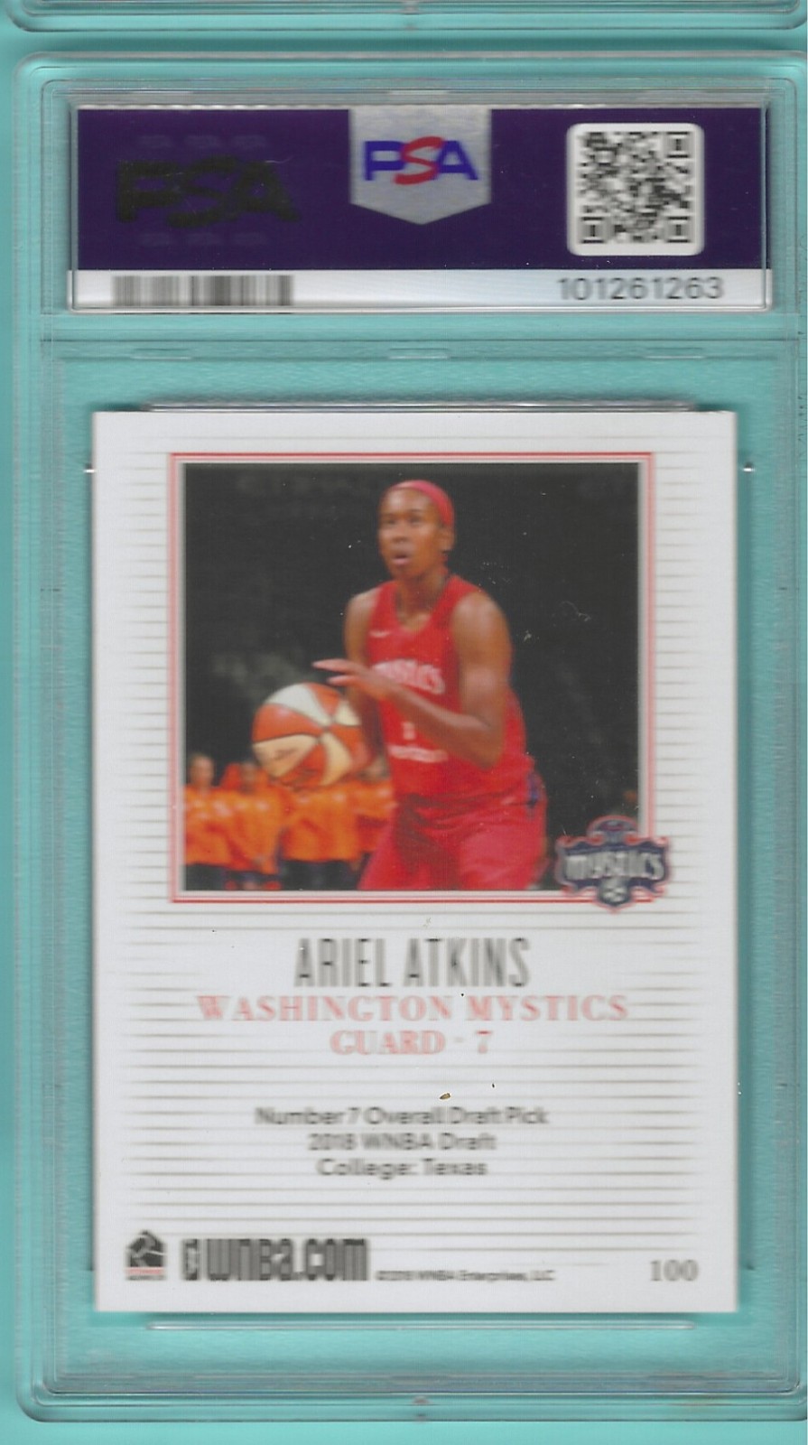 2018 WNBA Ariel Atkins Rookie PSA 10 Los Angeles Sparks view 2