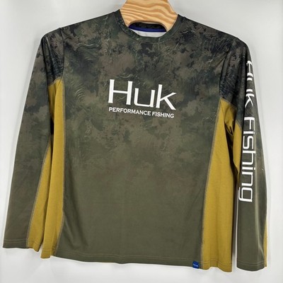 Chemise De Pêche Huk Performance Fishing, Manches Longues, Camouflage Vert Chêne, Taille XL