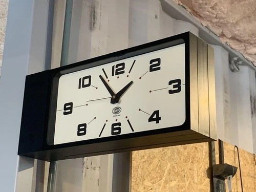 Dulton Double Face Wall Clock H21-0362BK Black Rectangle Magnet