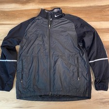 Nike Golf Windbreaker Jacket Mens Large Black Full Zip Lightweight Reflective