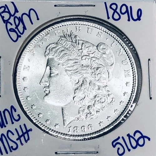 1896 BU UNCIRCULATED MORGAN SILVER DOLLAR AUTHENTIC U.S. MINT FREE SHIPPING 5102