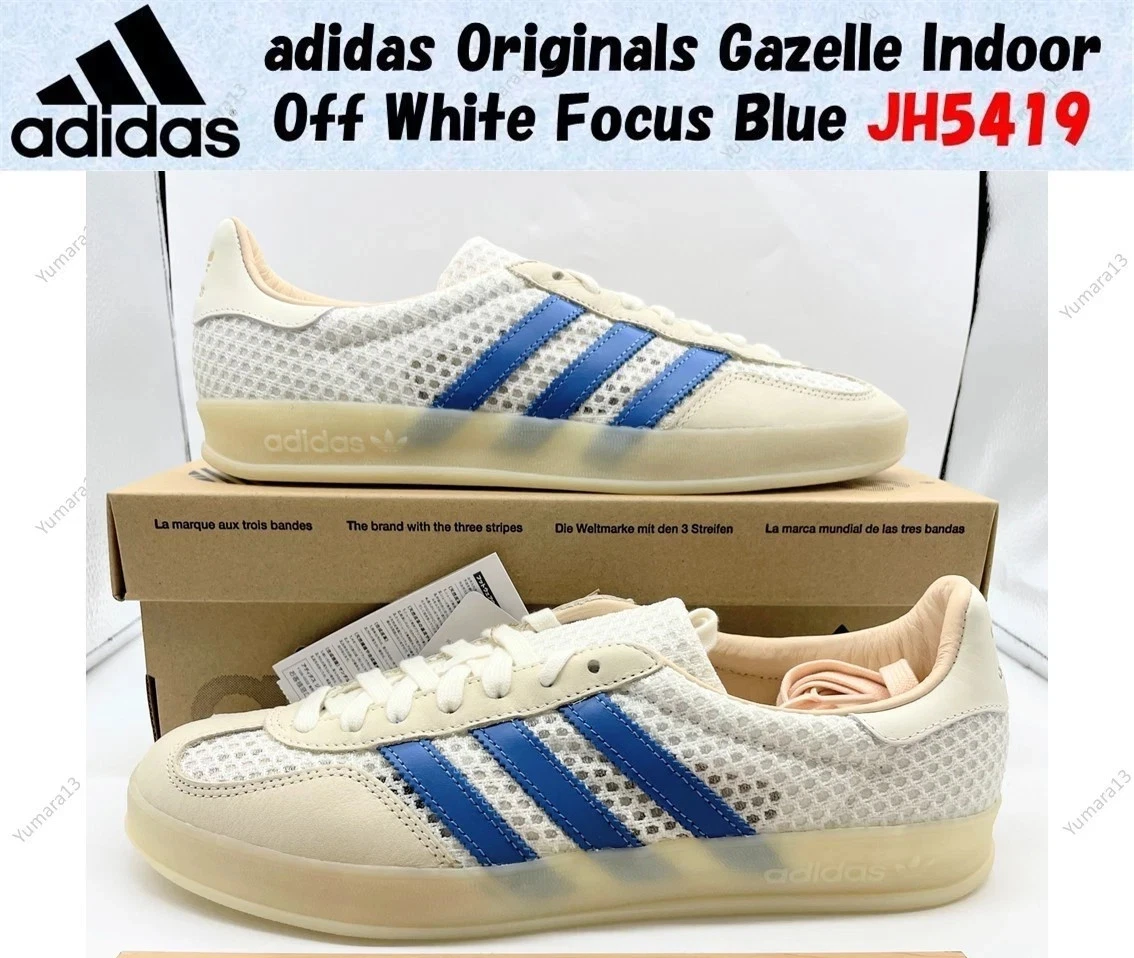 adidas Originals Gazelle Indoor Shoes Off White Focus Blue Sneakers Mens JH5419
Opens in a new windo