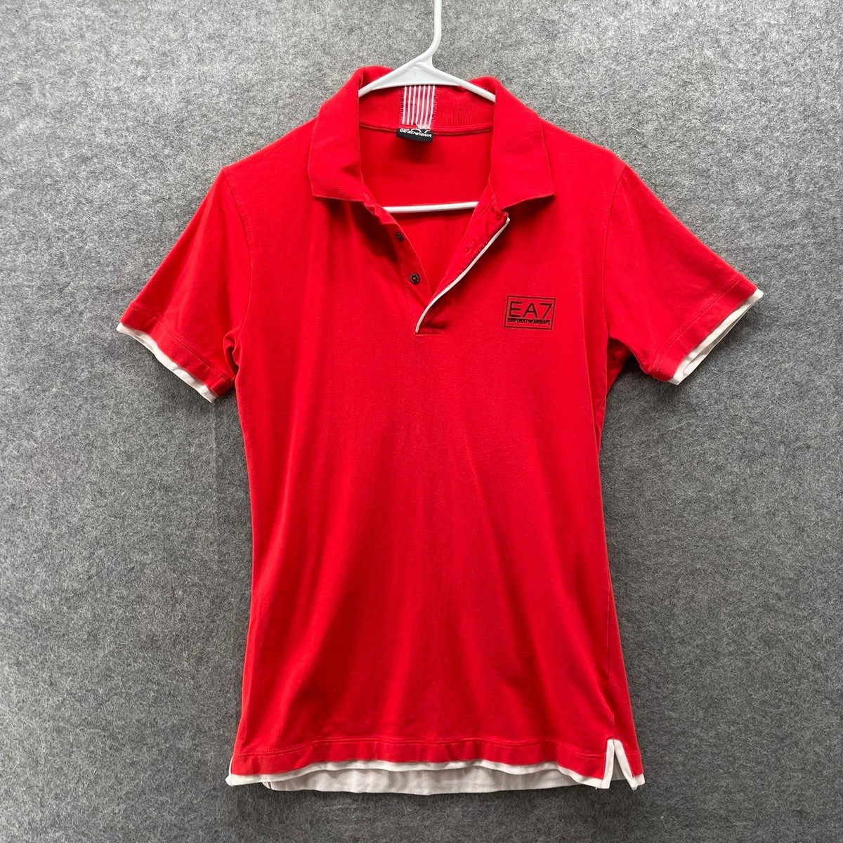 Emporio Armani EA7 Polo Shirt Mens M Red Short Sleeve Slim Fit | eBay