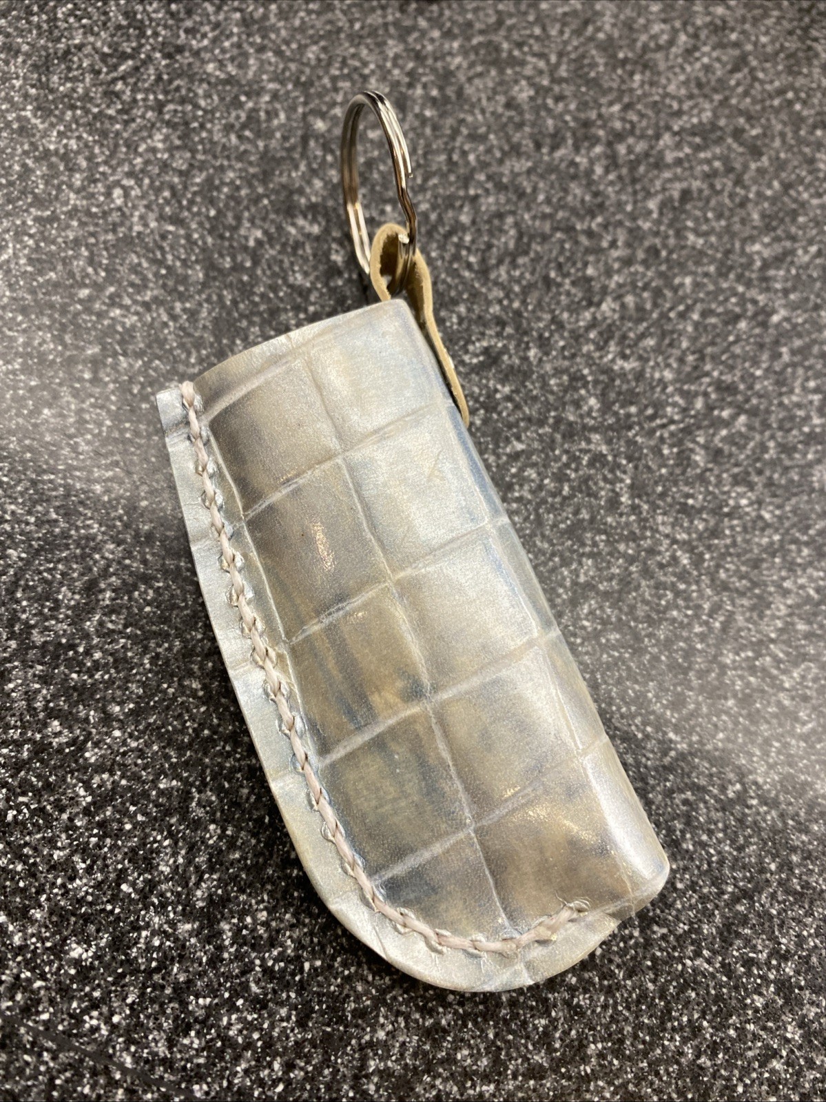 For Bic Lighter Leather Keychain Case Holder Alligator Croc Imprint Handmade