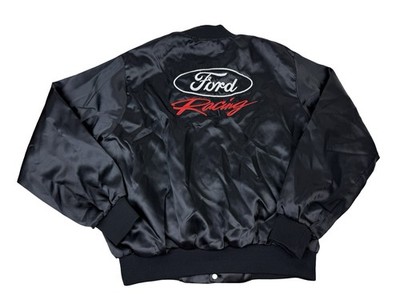 Vintage Black Ford Racing Satin Jacket Unisex Made In USA Taylor Size XL