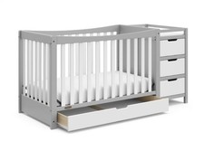 Graco Remi 4-in-1 Convertible Crib with Drawer and Changer Pebble Gray/White