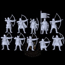 Medieval Archers X10 , 28mm 1/56 Wargames and Diorama Miniatures