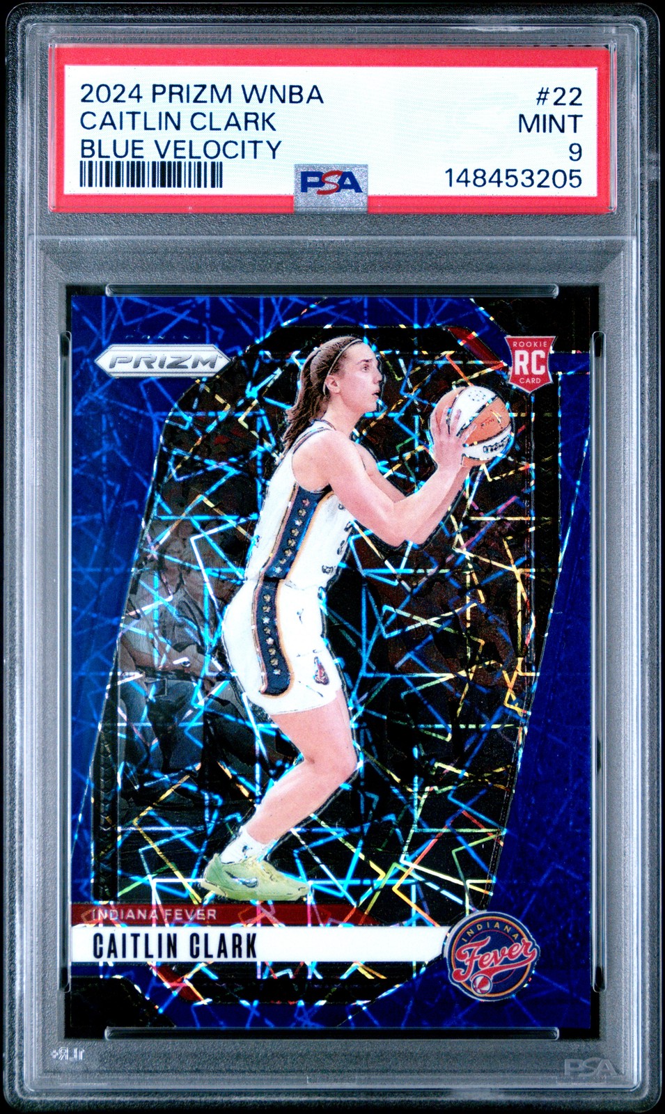 2024 PANINI PRIZM WNBA BLUE VELOCITY #22 CAITLIN CLARK PSA 9