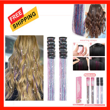 Colorful Hair Tinsel 12 Pcs 20.5 Inch Clip In Extensions for Women Girls