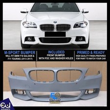 M-SPORT FRONT BUMPER PRIMED FOR BMW 5 SERIES F10 F11 2013-17 PDC & WASHER HOLES