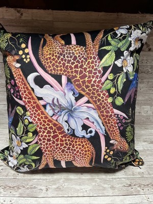 Capehouse Giraffe Hummingbird Decorative Black Velvet Feather Pillow 26x26