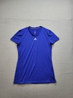 Adidas Shirt Women Medium Blue Climalite V Neck Athletic Running Top Workout