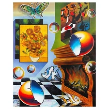 Alexander Astahov- Original Oil on Canvas "Neon Street Stage"