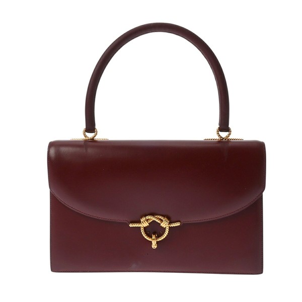 Hermes Cordeliere Vintage Bag Handbag 11.0in Rouge H Box Calf Leather R Stamp 99