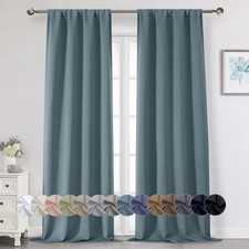 Stone Blue Blackout Curtains for Bedroom Living Room 96 Inches Long 2 Panels,...
