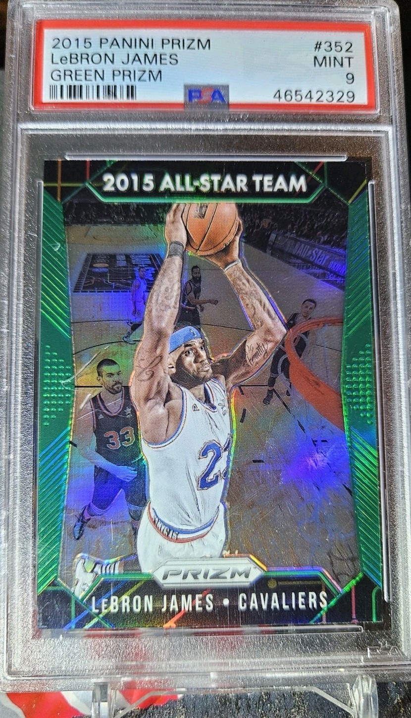 LEBRON JAMES PANINI EMERALD GREEN PRIZM ALL-STAR TEAM 2015-16 PSA 9 NON-AUTO SP view 11