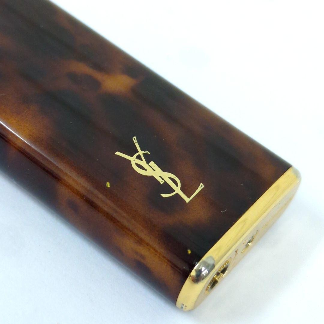 Yves Saint Laurent Gas Lighter Brown Marble Gold Used Authentic thumbnail 6