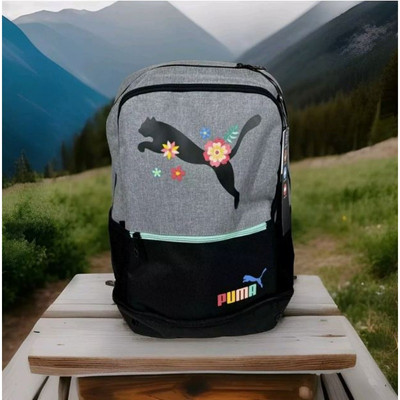 PUMA Kids' Eclipse 18.5'' Backpack - Gray/Black/Floral