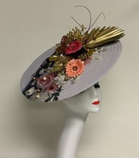 Ascot Royal Lrg Fascinator Kentucky Derby Floral Decor  Straw  Texture, Headband