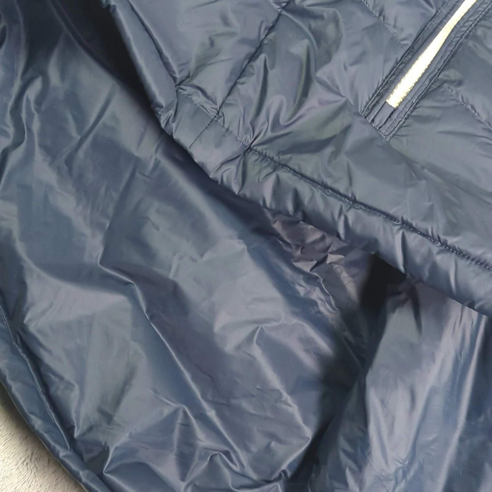 Marine Layer Archive Boreal Puffer Vest Navy Sunset Colorblock Chevron Jacket L image 7
