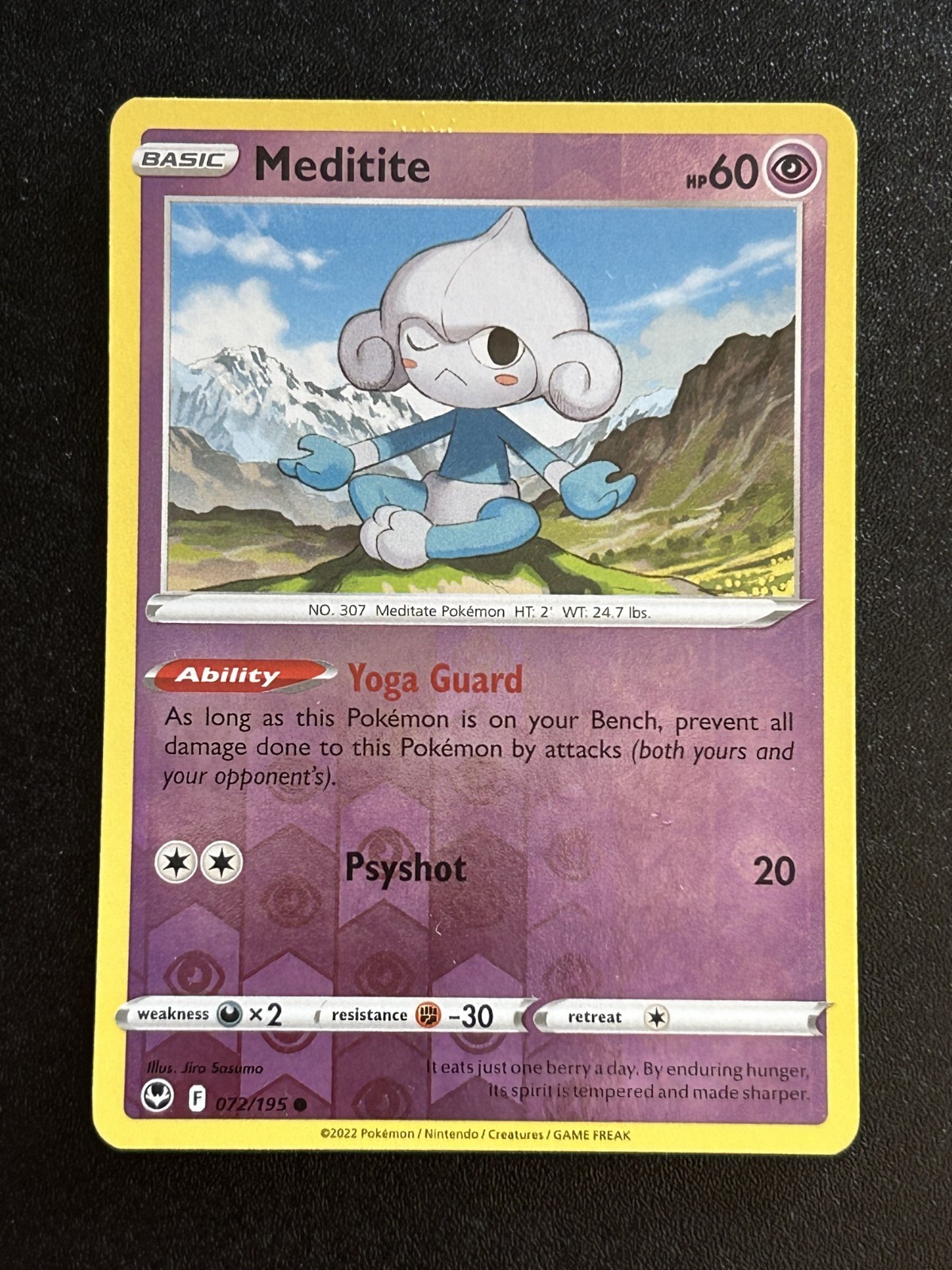 Meditite 072/195 Pokemon Silver Tempest Sword & Shield Reverse Holo Common NM 0