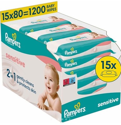 Pampers Sensitive Baby-Feuchttücher Multipack 15x80 (1200 Stück)