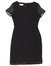 VINTAGE Womens Sheath Dress UK 10 Small Black Polyester DX18