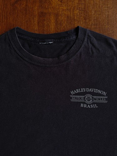 2011 Harley Davidson Brasil T-shirt Mens M Blackout Stealth Eagle Faded Black