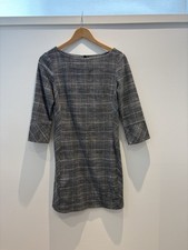 H&M grey and black Plaid midi work dress - size XS