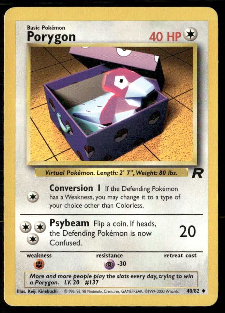 Porygon 48/82 Uncommon Team Rocket Pokemon Unlimited Moderately Played