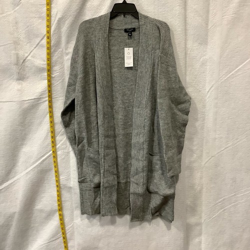 New Look Womens Curves Ribbed Knit Open Front Gray Cardigan Sweater Size Large - Picture 1 of 8