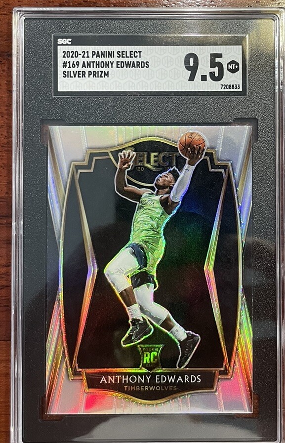 2020-21 Select Anthony Edwards Premier Level Rc Rookie Sip Silver Prizm SGC 9.5