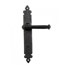 Antique Black Iron Unsprung Medieval Style Door Handle - No Keyhole