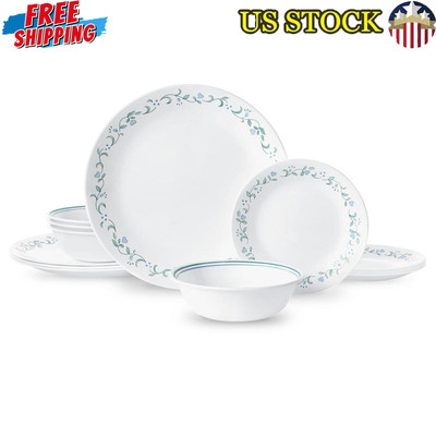 12-Piece Round Dinnerware Set Dishwasher Microwave Safe Ultra-Durable Glass New