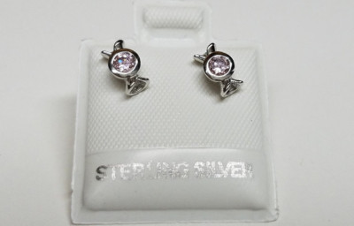 AMETHYST Kristall CANDY TWIST Echt 925 STERLING SILBER Mädchen Ohrstecker Neu