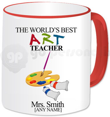 Personalisierte Geschenk Danke Beste Kunst Lehrer Tasse Geburtstag Weihnachten Rot
