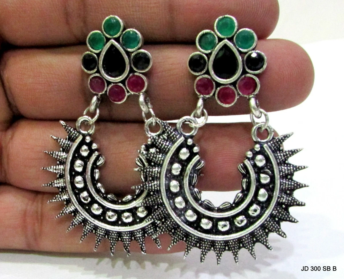 Premium Quality German Silver Earrings, Indian Jewelry, Wedding Jewelry,  Bollywood Earrings, Bollywood Jewelry, Gifts for Her - Etsy