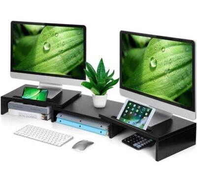 NEW AMERIERGO Dual Monitor Stand Adjustable Length and Angle, Dual Monitor Riser