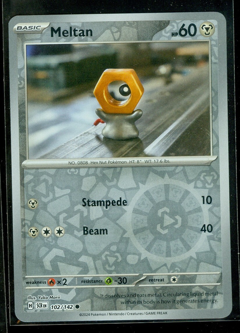 Pokemon MELTAN 102/142 - Stellar Crown - Rev Holo - - MINT