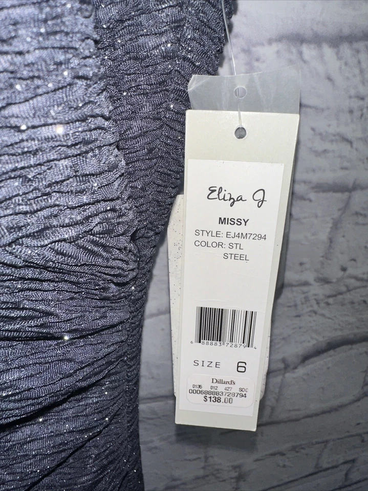 Новый с Ярлыками женская ELIZA J. СЛУЧАЙ с бретелью через шею платье размер 6 блестящий стали розничной $138 - Изображение 3 из 4