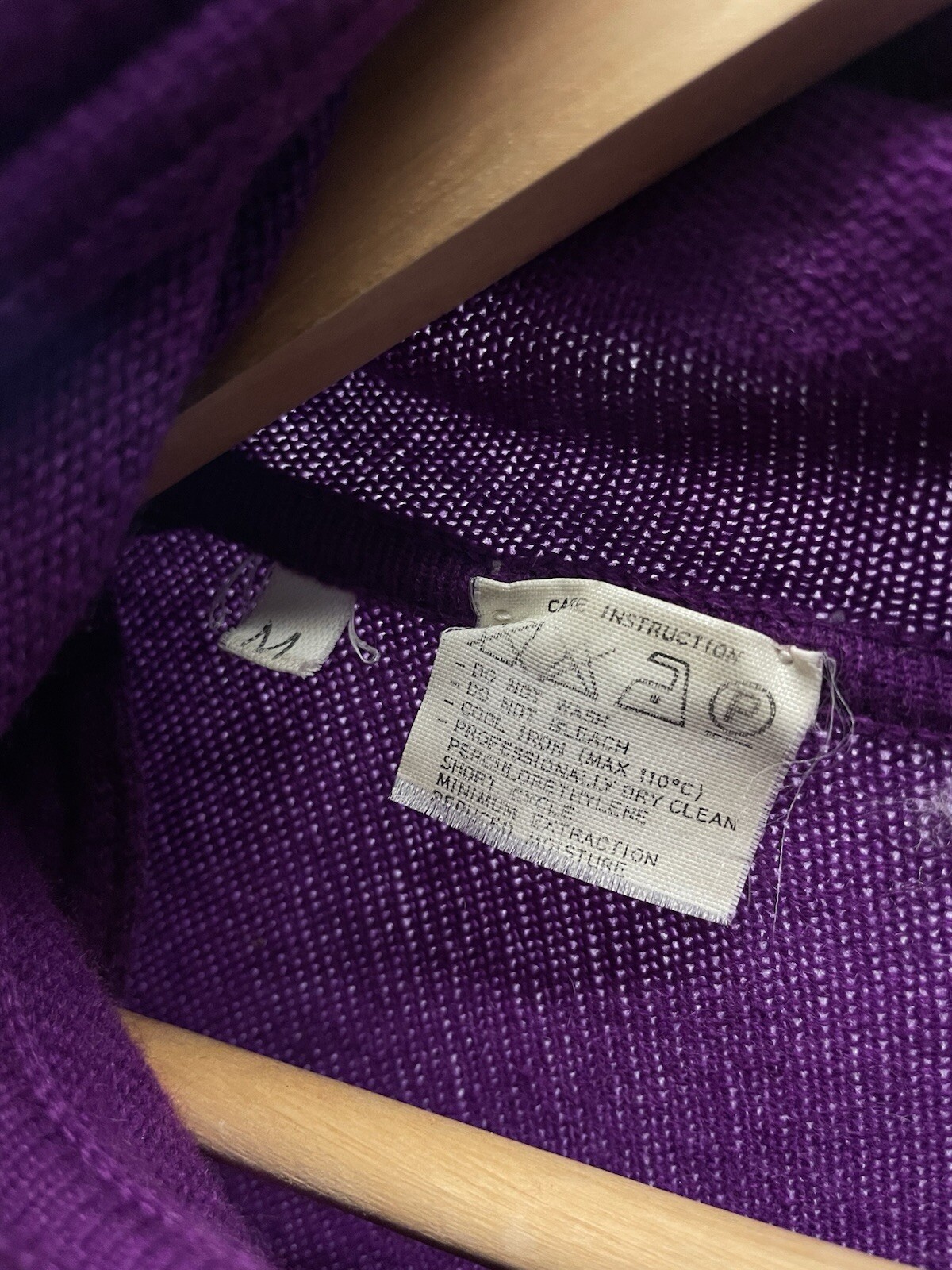 VTG 80s Valentino Boutique Purple Cashmere Padded Shoulder Turtleneck Sweater M thumbnail 7