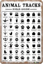 Funny Retro Metal Tin Sign Animal Tracks Field Guide Farmhouse Home Rustic Decor