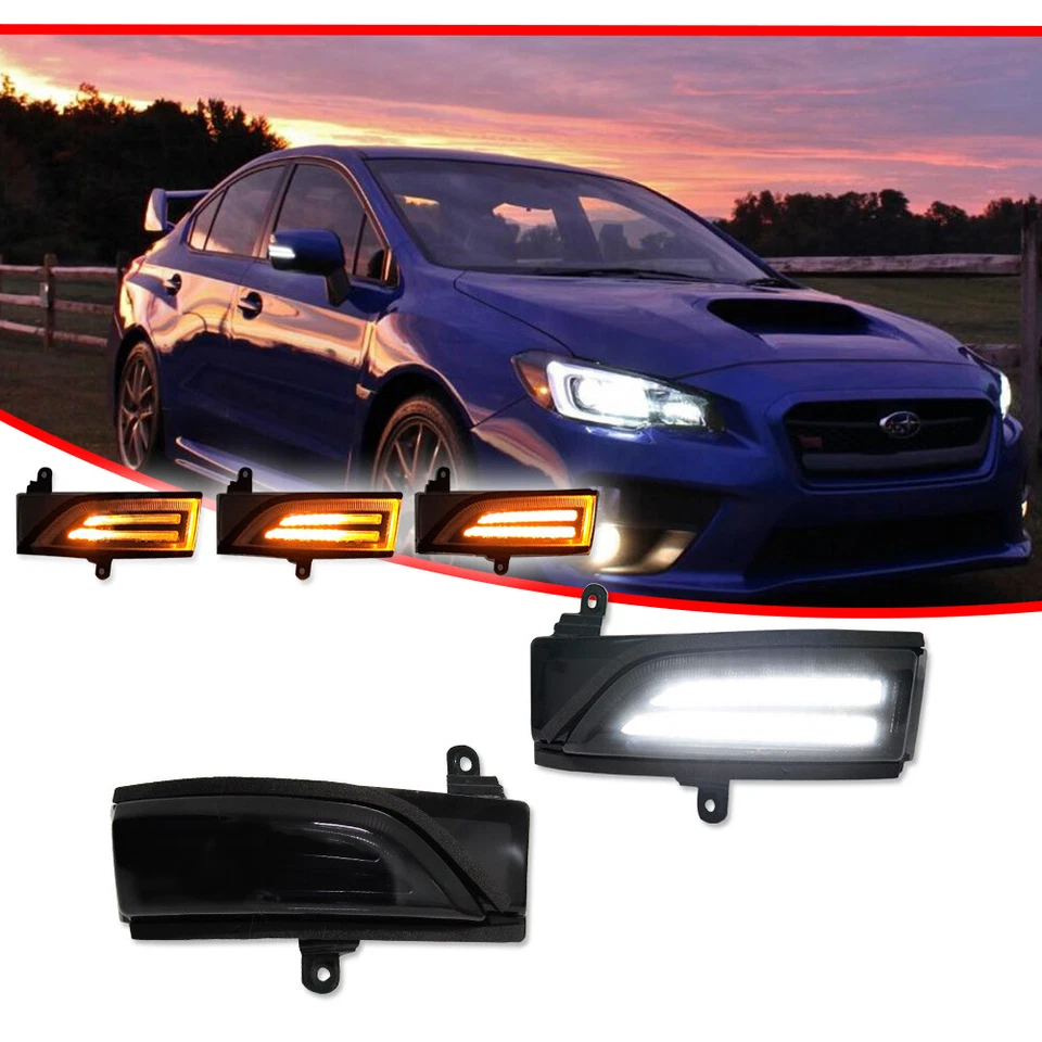 Para 2015-2021 WRX STI lâmpada LED sequencial de fumaça espelho lateral luzes de seta - Imagem 3 de 4