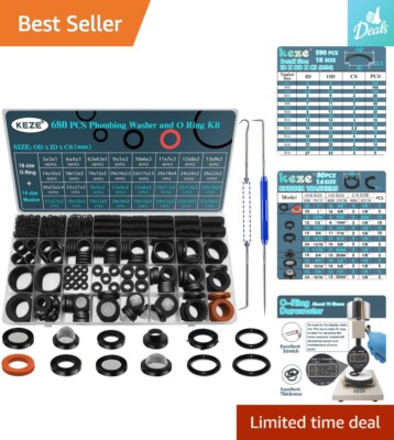#ad Rubber Washer Assortment Kit 680 PCS 14 Sizes Water Hose amp; Nitrile O Ri... $28.49