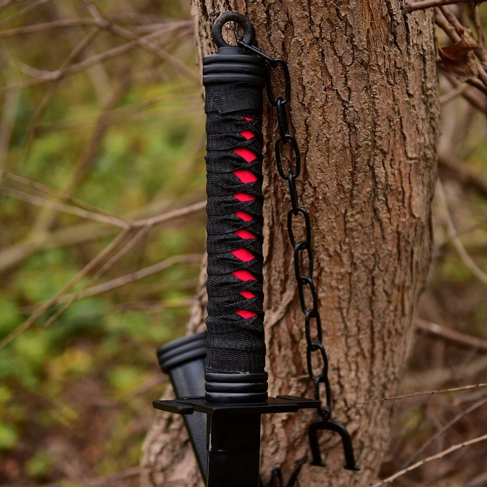 Espada de anime Black Blade, espada samurai japonesa, katana de anime hecha a mano real Foto 3 de 4