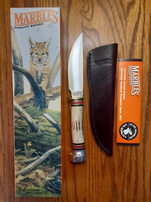 Marbles Gladstone MI USA Plainsman Knife Stag Mint In Box Unused
